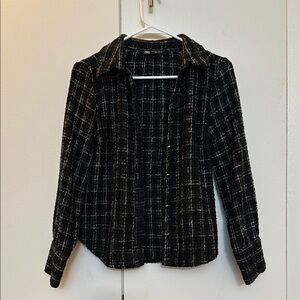 Zara Black Blazer with Plaid Design